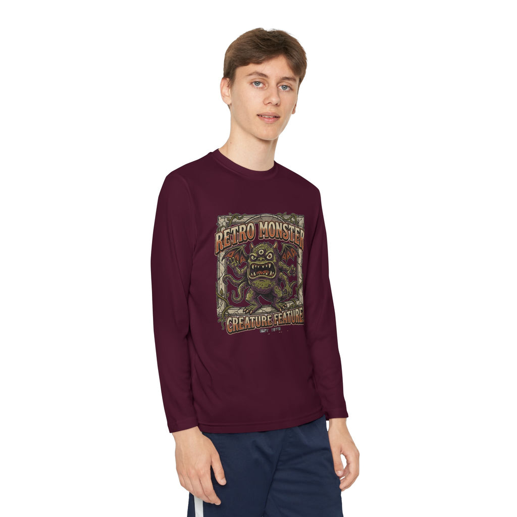 Youth Long Sleeve Tee — Retro Monster "Creature Feature" Graphic