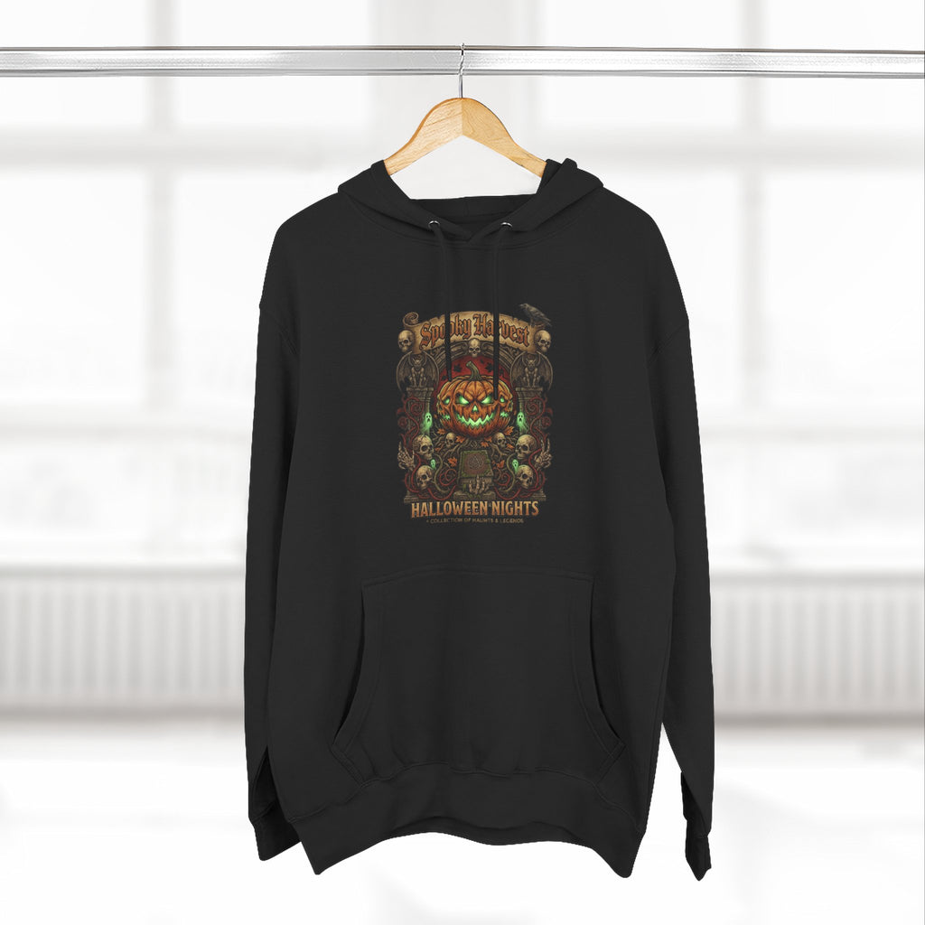 Halloween Pumpkin Demon Hoodie - Spooky Vintage Horror Graphic Fleece