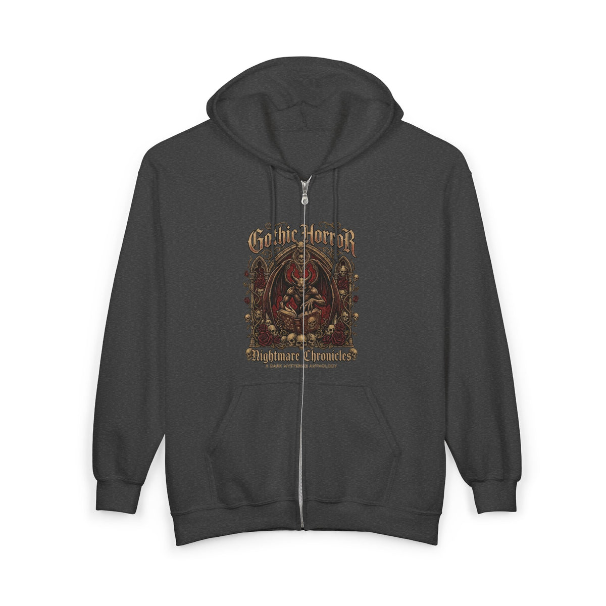 Zip Hoodie — Gothic 'God Be With You' Vintage Skull Design