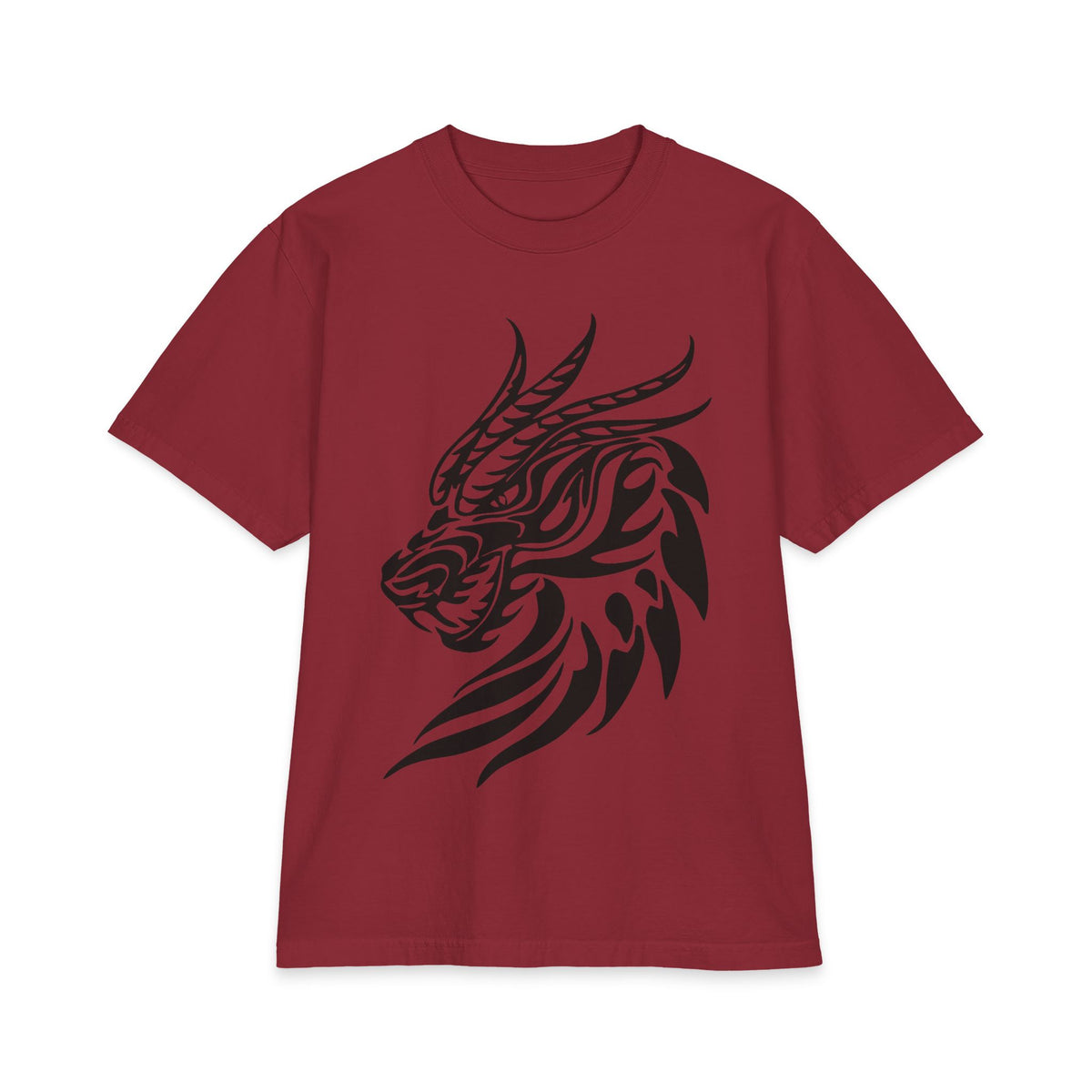 Tribal Dragon Head T-Shirt — Bold Black Mythic Design