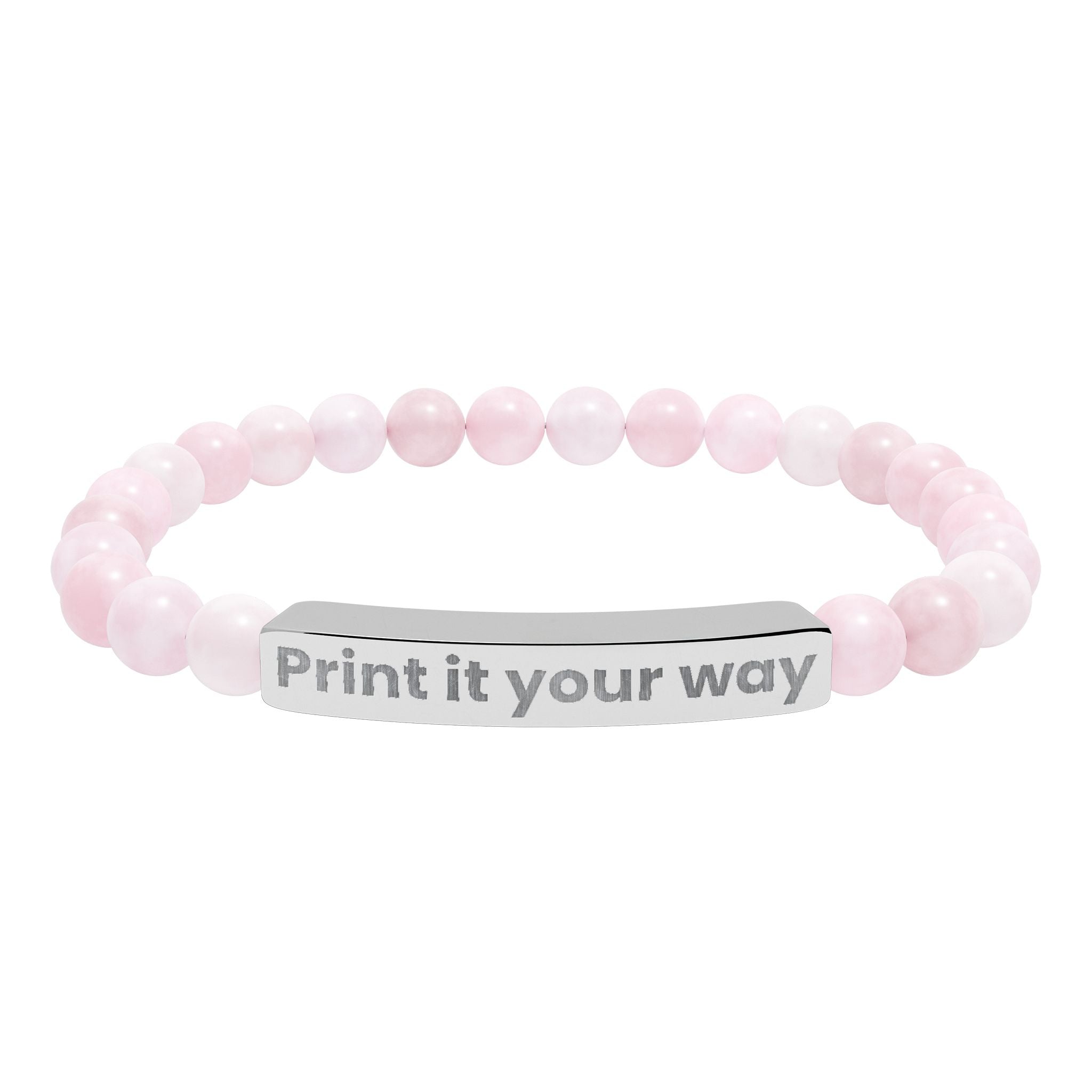 Engravable Natural Stone Stretch Bar Bracelet — Custom Message Beaded Bracelet
