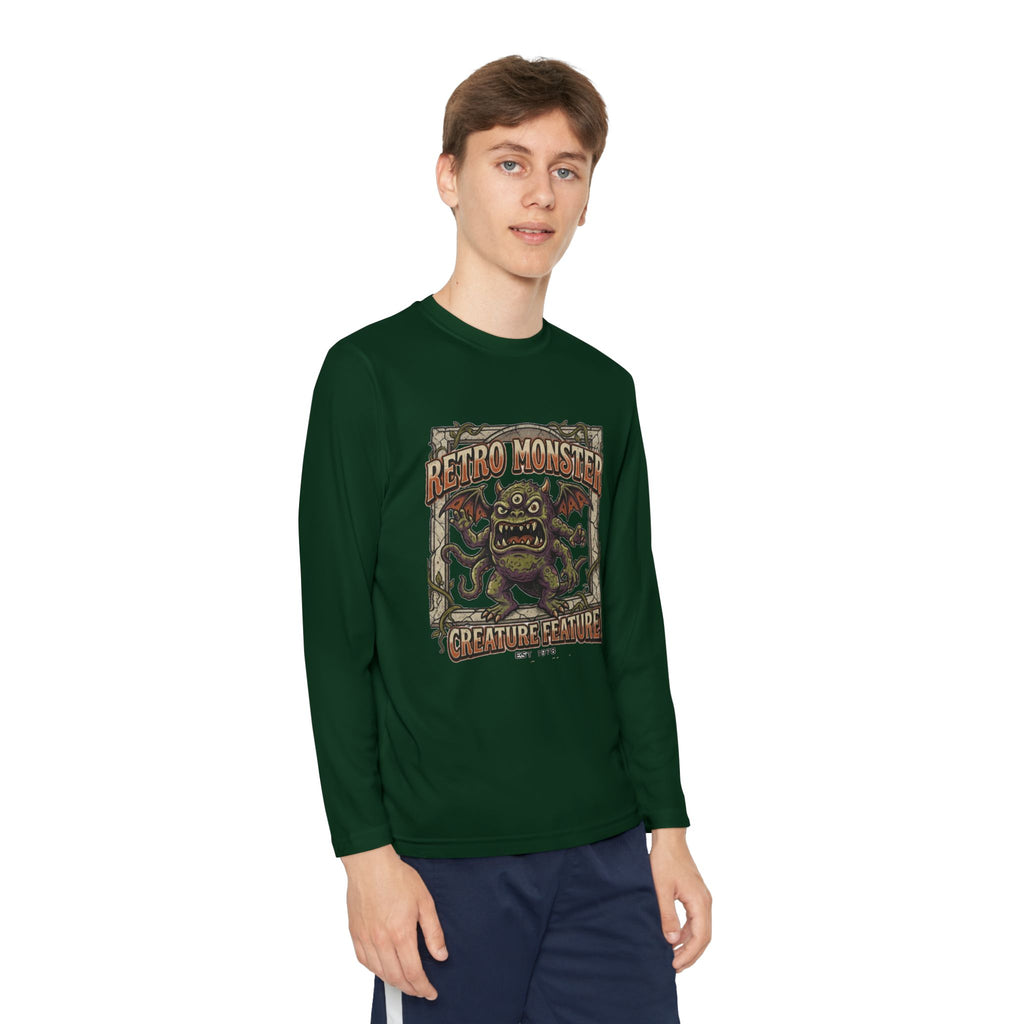 Youth Long Sleeve Tee — Retro Monster "Creature Feature" Graphic
