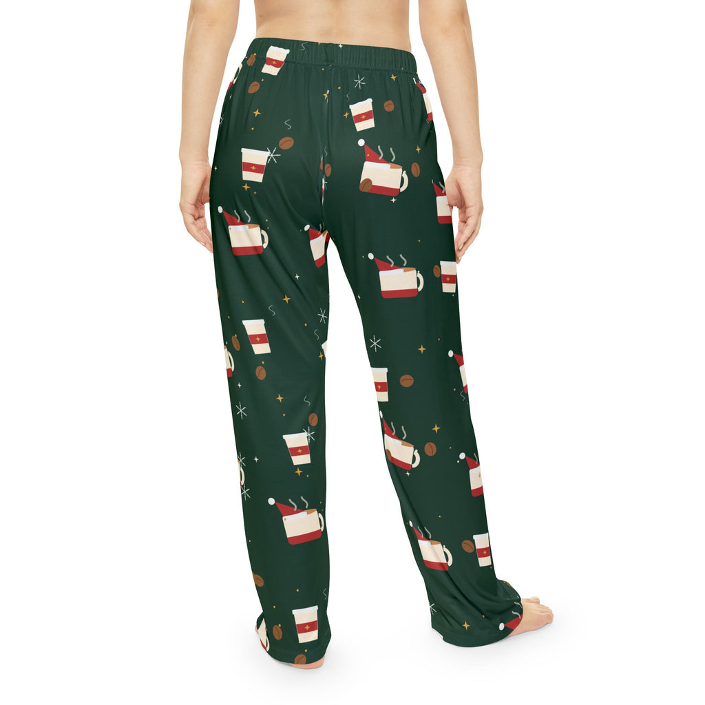 Santa Runs on Coffee Women's Christmas Pajama Pants — Funny Coffee Lover Lounge Pants, Holiday PJ Bottoms for Her