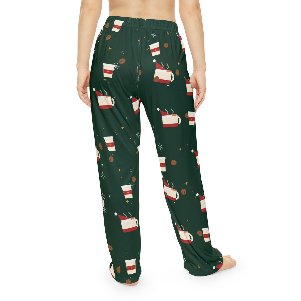 Santa Runs on Coffee Women's Christmas Pajama Pants — Funny Coffee Lover Lounge Pants, Holiday PJ Bottoms for Her