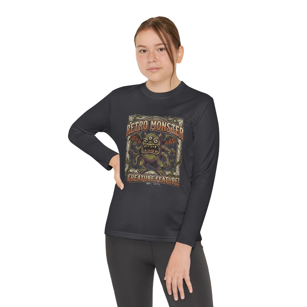 Youth Long Sleeve Tee — Retro Monster "Creature Feature" Graphic