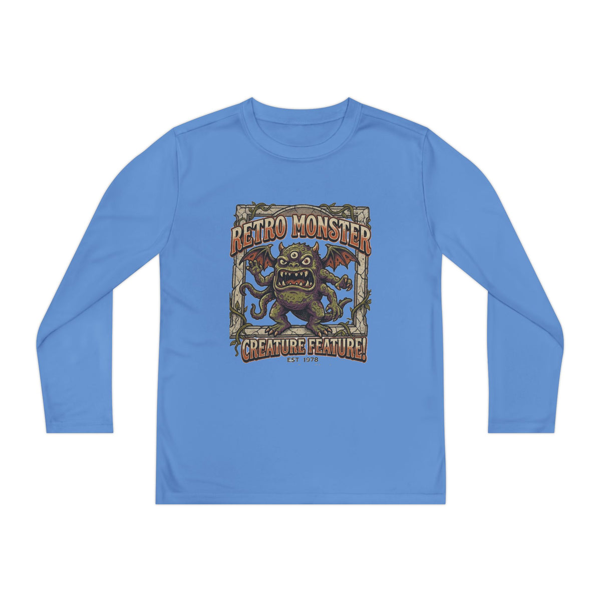 Youth Long Sleeve Tee — Retro Monster "Creature Feature" Graphic