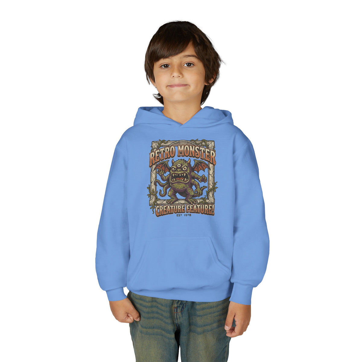 Youth Hoodie — "Retro Monster: Creature Feature" Graphic Pullover