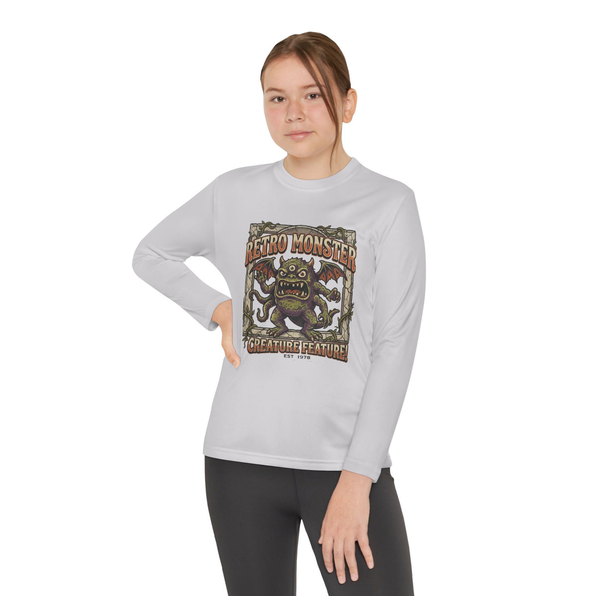 Youth Long Sleeve Tee — Retro Monster "Creature Feature" Graphic