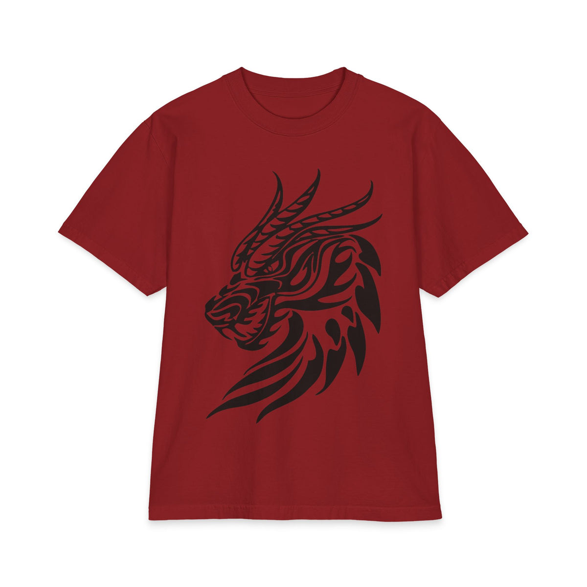 Tribal Dragon Head T-Shirt — Bold Black Mythic Design
