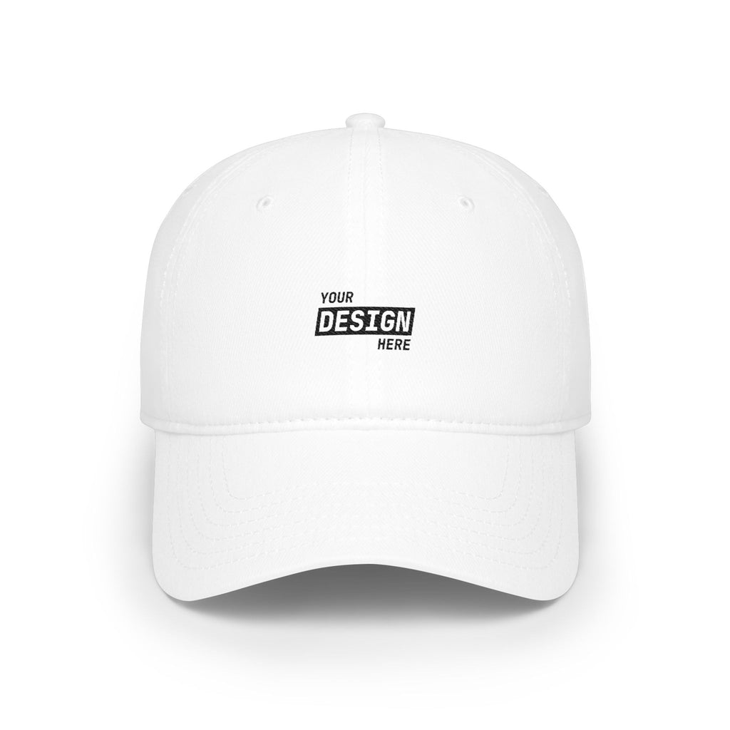 Minimal Embroidered Low Profile Baseball Cap — Custom 'Your Design Here' Front Logo