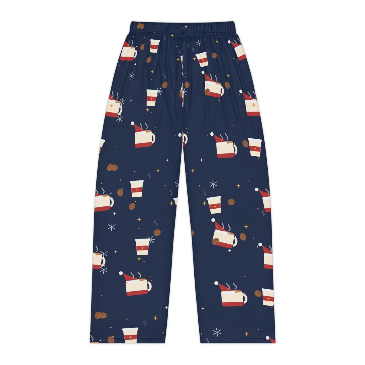 Santa Runs on Coffee Women's Christmas Pajama Pants - Navy — Funny Coffee Lover Lounge Pants, Holiday PJ Bottoms for Her