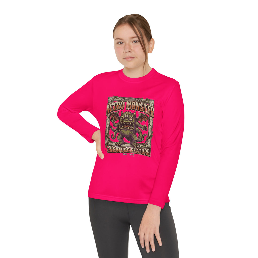 Youth Long Sleeve Tee — Retro Monster "Creature Feature" Graphic