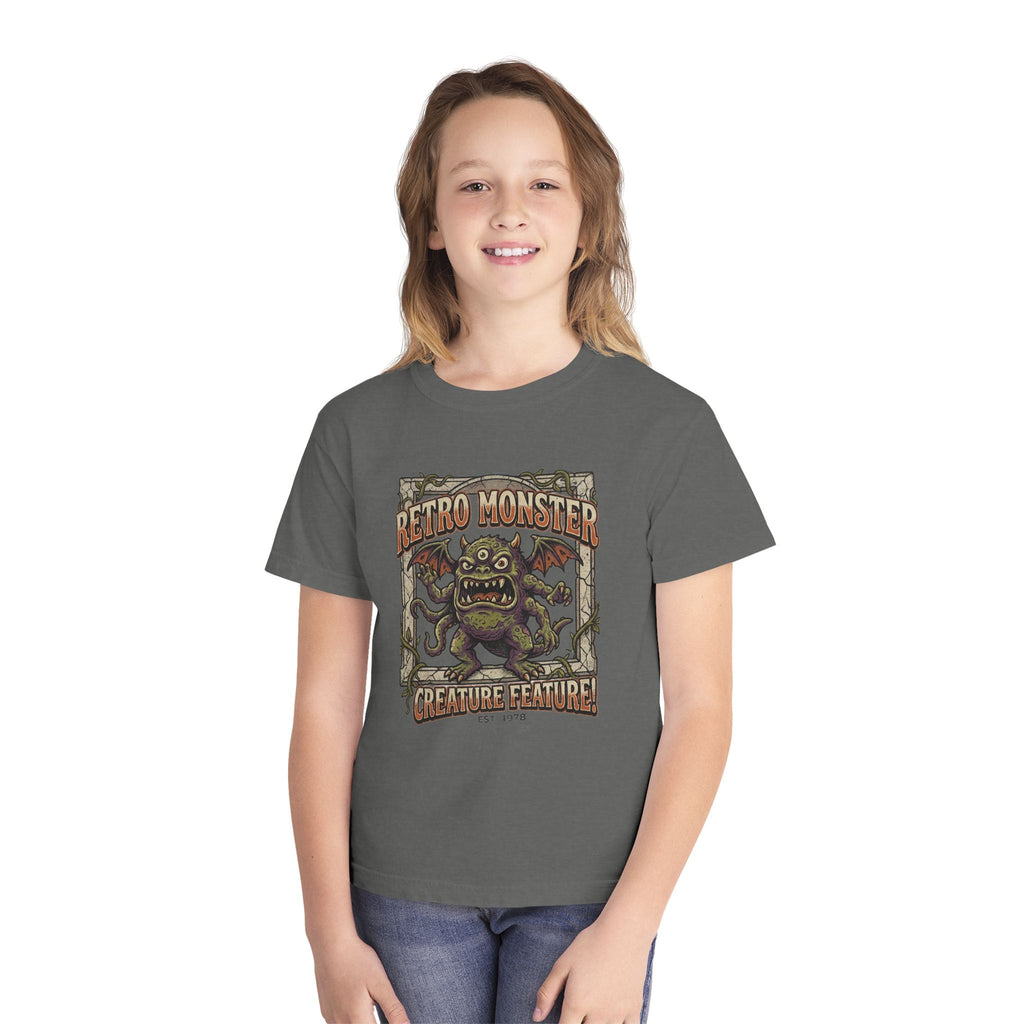 Retro Monster Youth Tee - 'Creature Feature' Vintage Graphic Kids Shirt