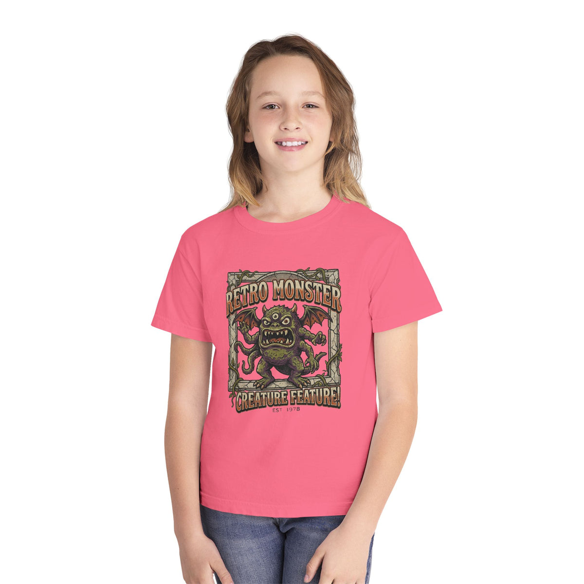 Retro Monster Youth Tee - 'Creature Feature' Vintage Graphic Kids Shirt
