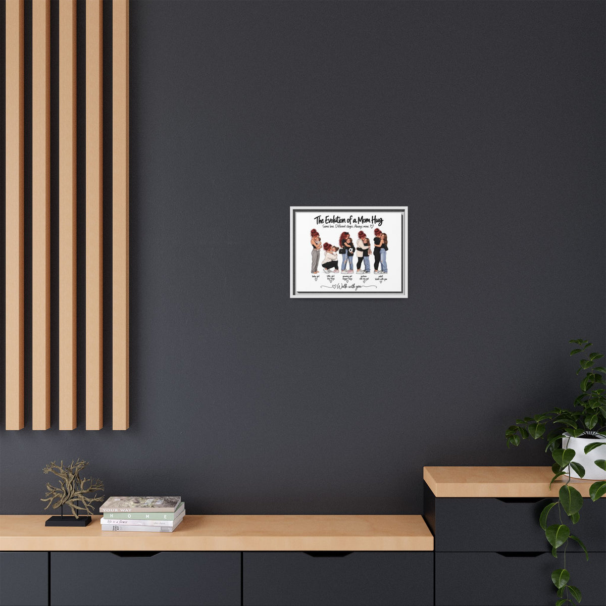 Framed Matte Canvas - "The Evolution of a Mom Hug Girl" Illustration (Mother & Daughter Stages)