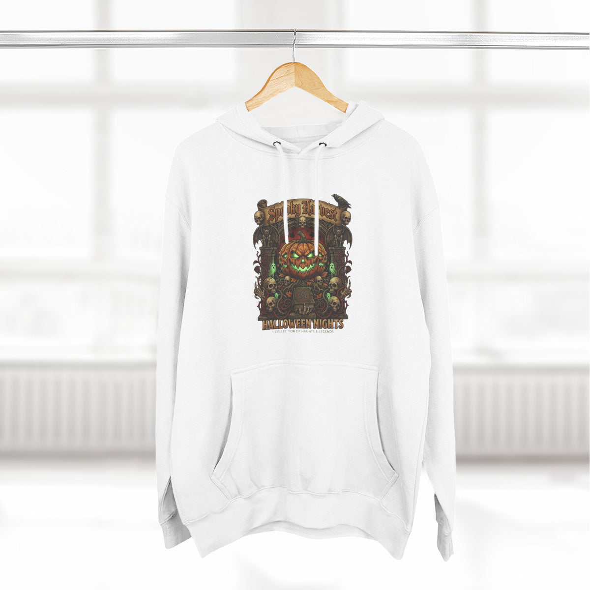 Jack-O'-Lantern Shrine Halloween Hoodie — Spooky Pumpkin Graphic Pullover