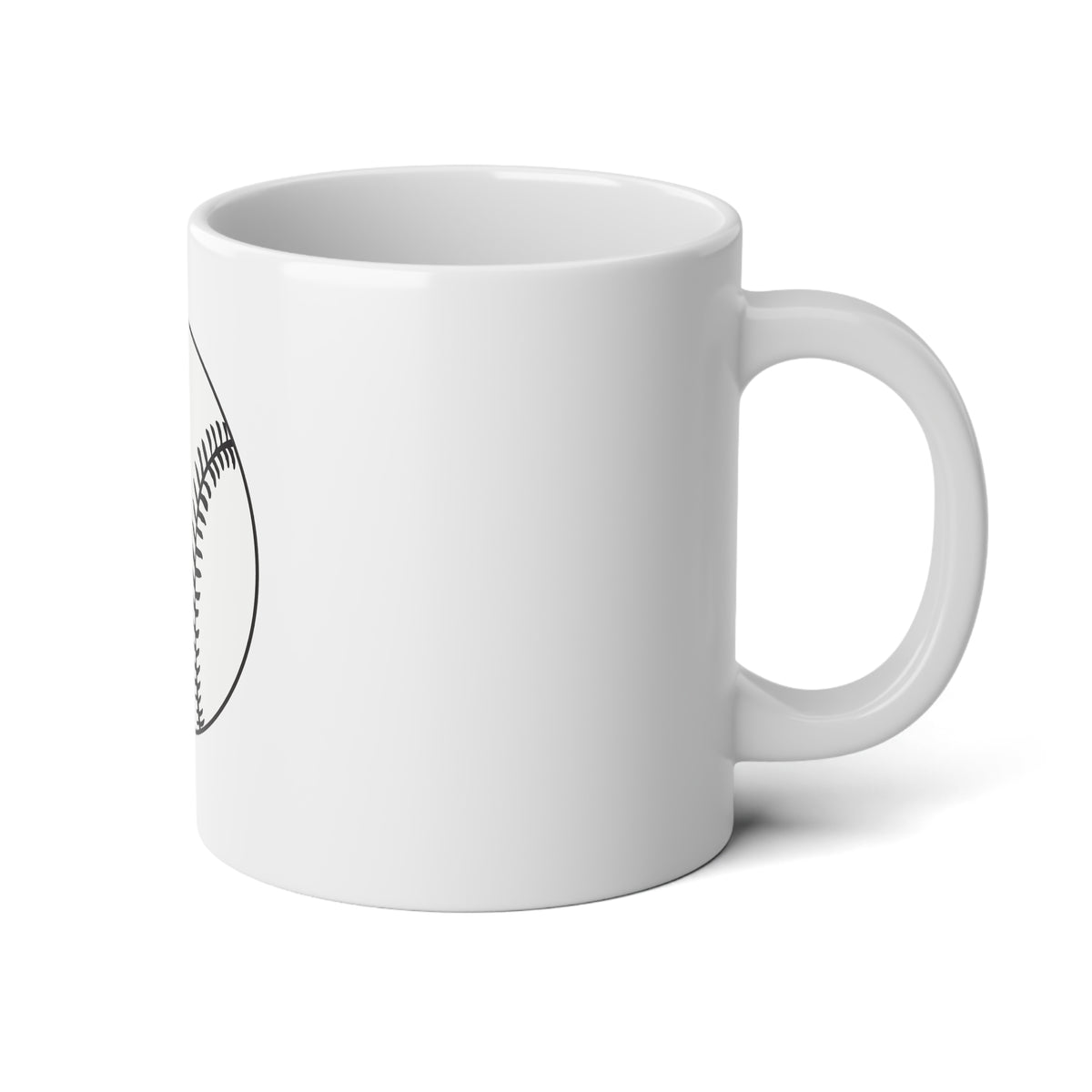 Baseball Jumbo Mug 20oz — Large Ceramic Coffee Cup with Simple Baseball Graphic
