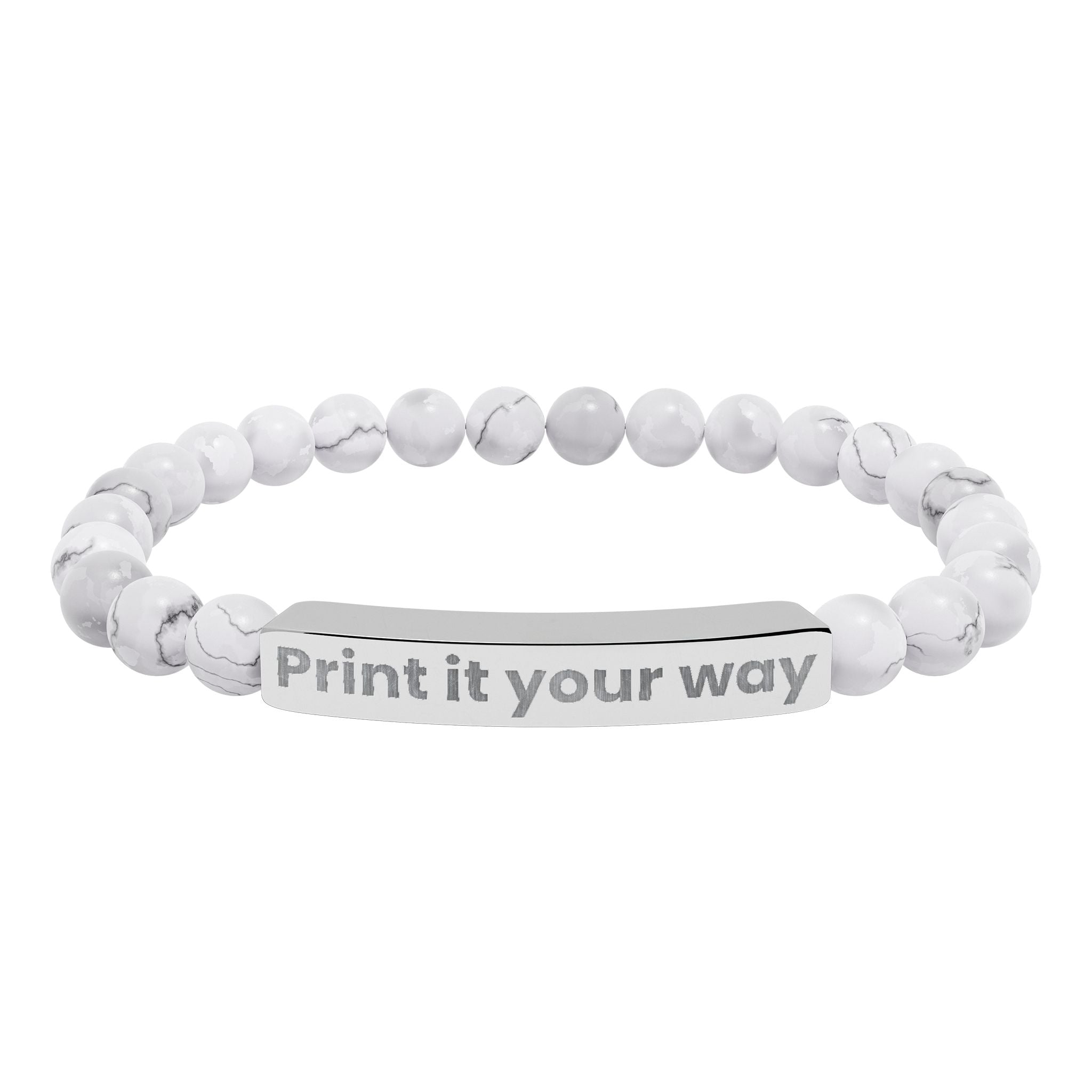 Engravable Natural Stone Stretch Bar Bracelet — Custom Message Beaded Bracelet