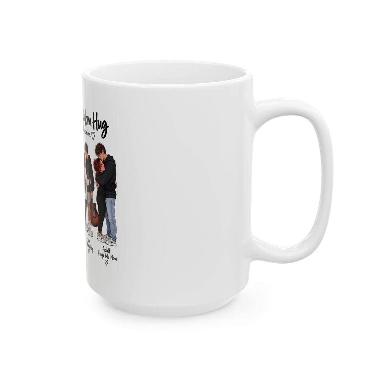 "The Evolution of a Mom Hug" Funny Ceramic Mug (Boy Design)