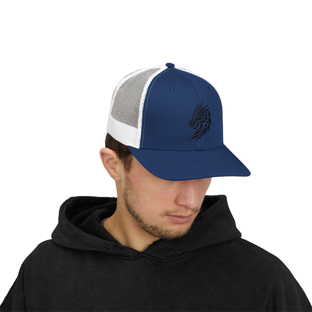 Trucker Cap — Black Tribal Dragon Snapback