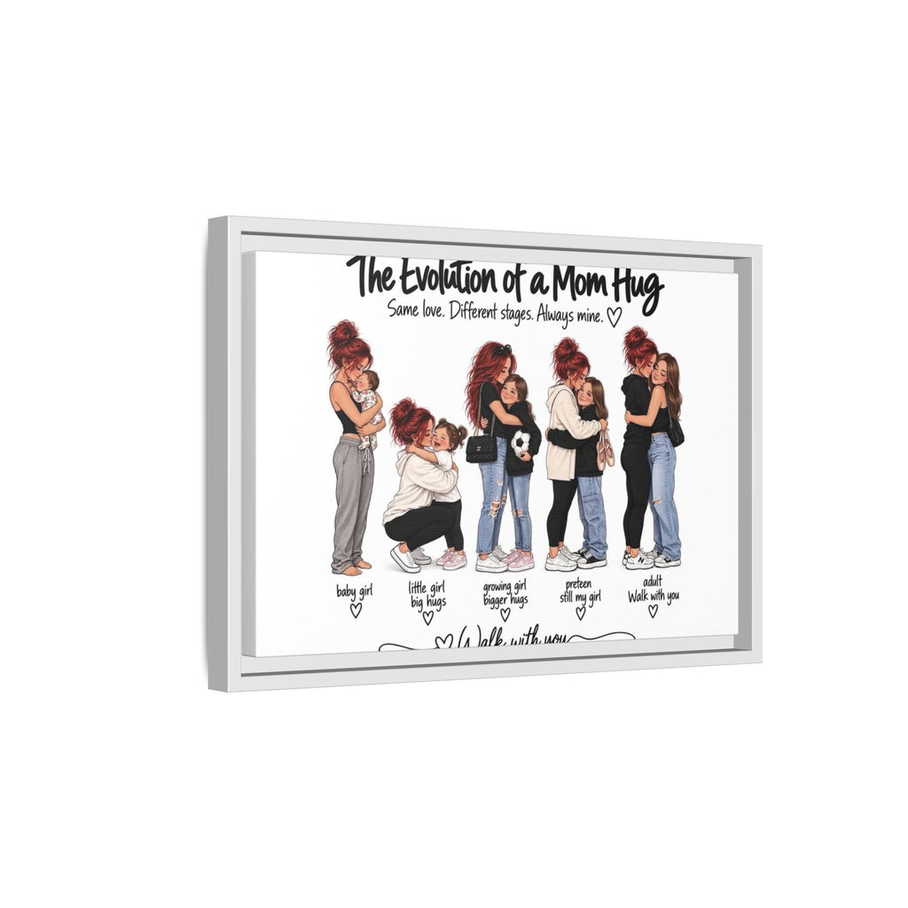 Framed Matte Canvas - "The Evolution of a Mom Hug Girl" Illustration (Mother & Daughter Stages)