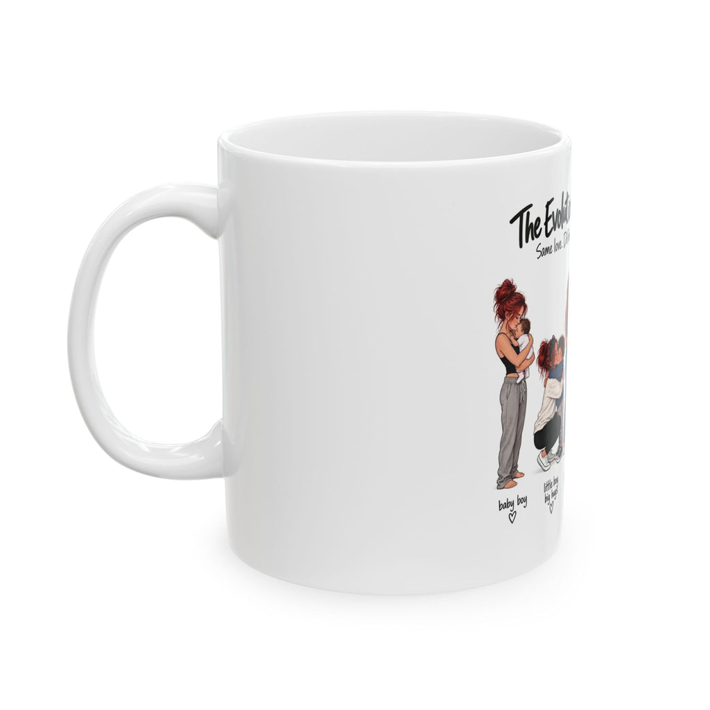 "The Evolution of a Mom Hug" Funny Ceramic Mug (Boy Design)