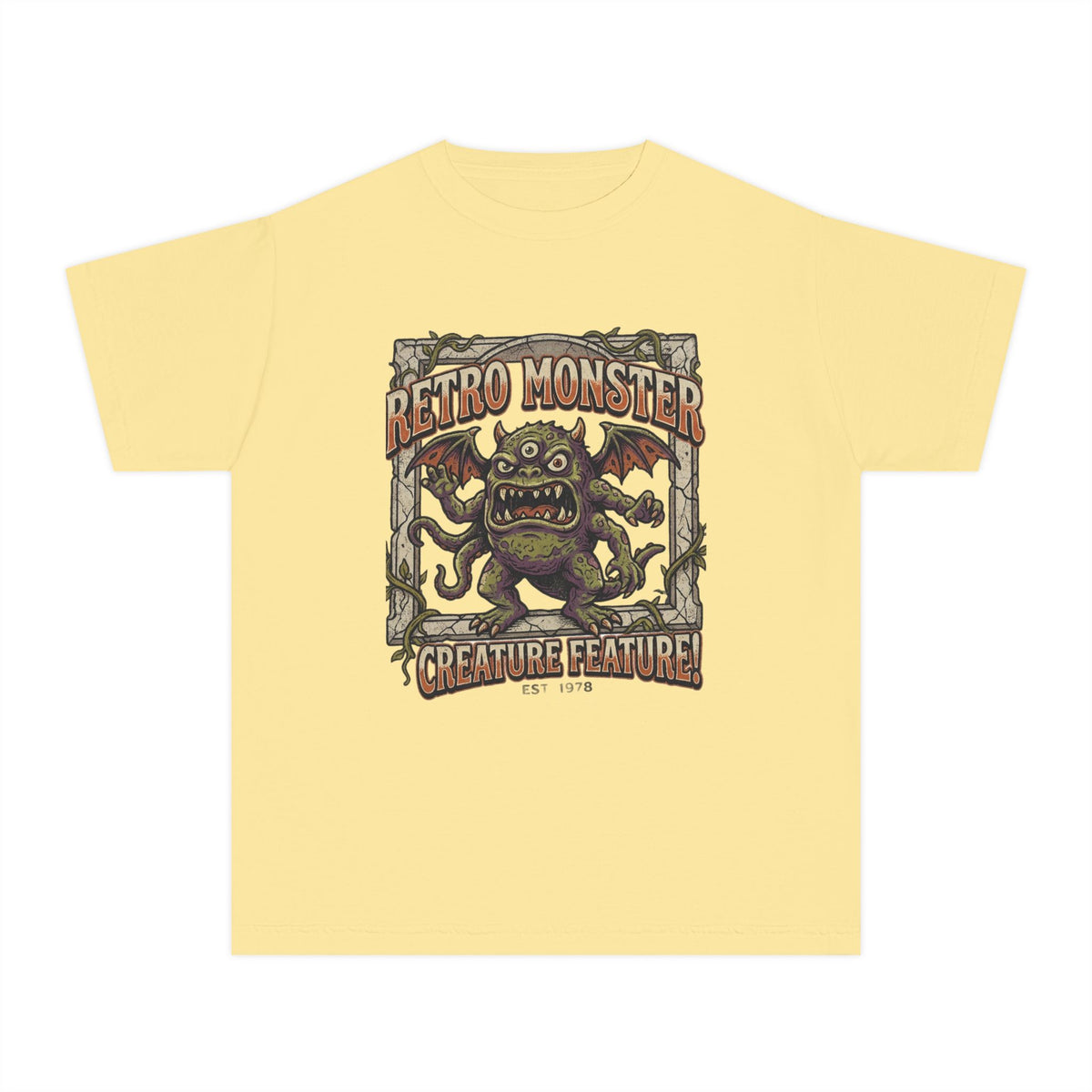 Retro Monster Youth Tee - 'Creature Feature' Vintage Graphic Kids Shirt