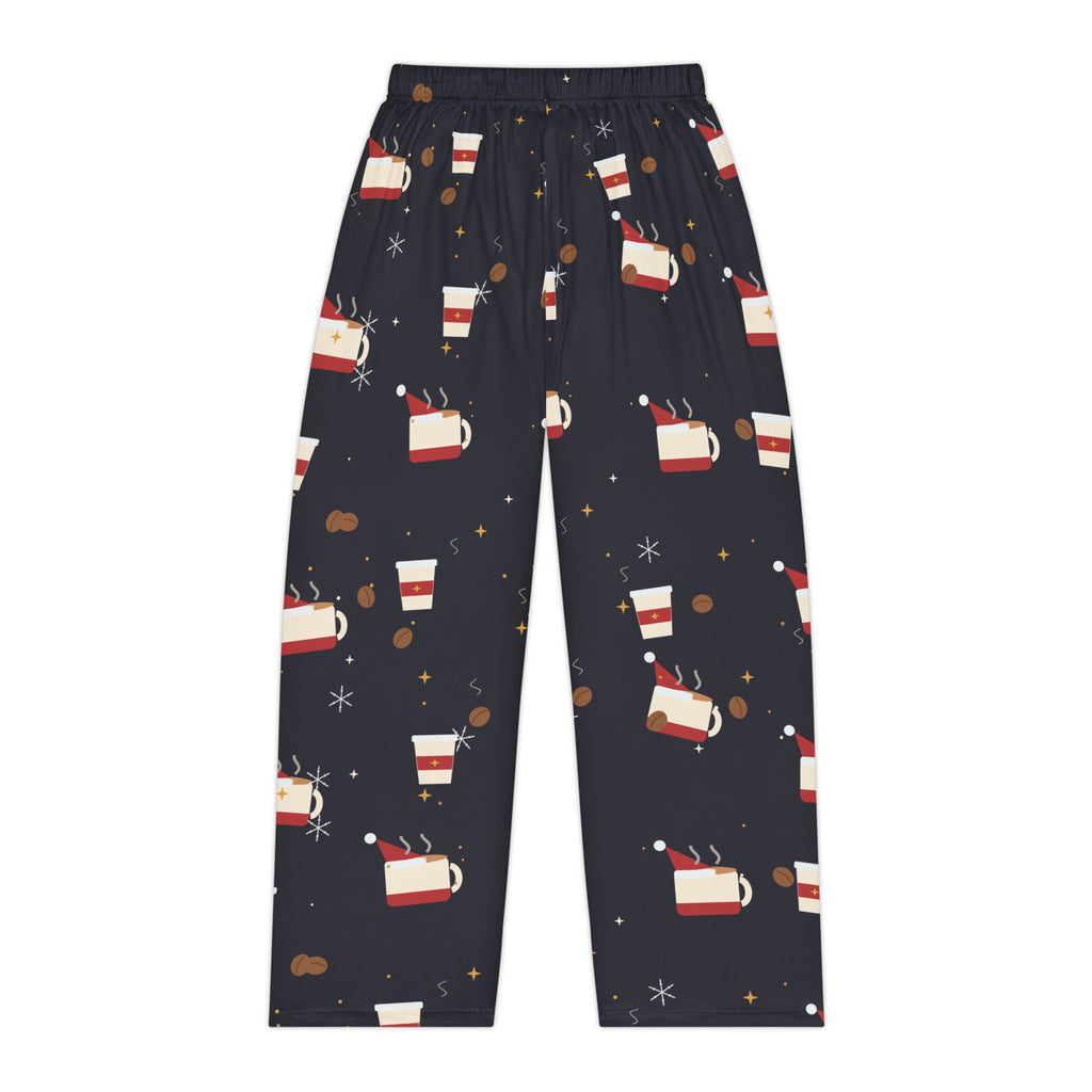 Santa Runs on Coffee Women's Christmas Pajama Pants - Charcoal — Funny Coffee Lover Lounge Pants, Holiday PJ Bottoms for Her