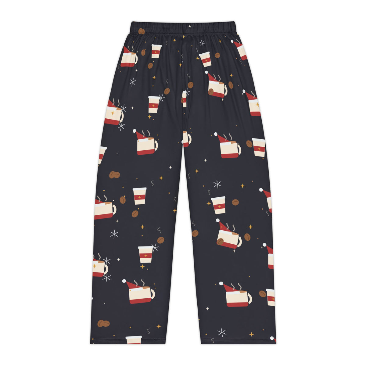 Santa Runs on Coffee Women's Christmas Pajama Pants - Charcoal — Funny Coffee Lover Lounge Pants, Holiday PJ Bottoms for Her
