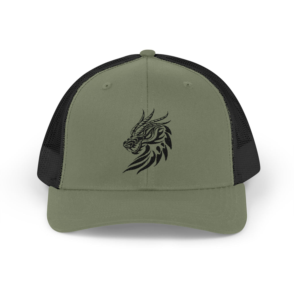 Trucker Cap — Black Tribal Dragon Snapback