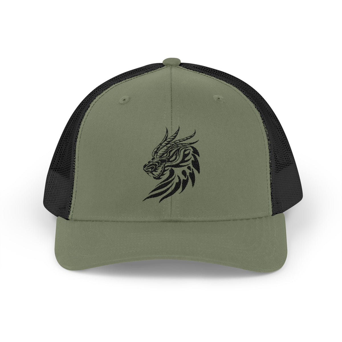 Trucker Cap — Black Tribal Dragon Snapback