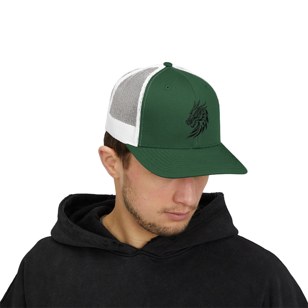 Trucker Cap — Black Tribal Dragon Snapback