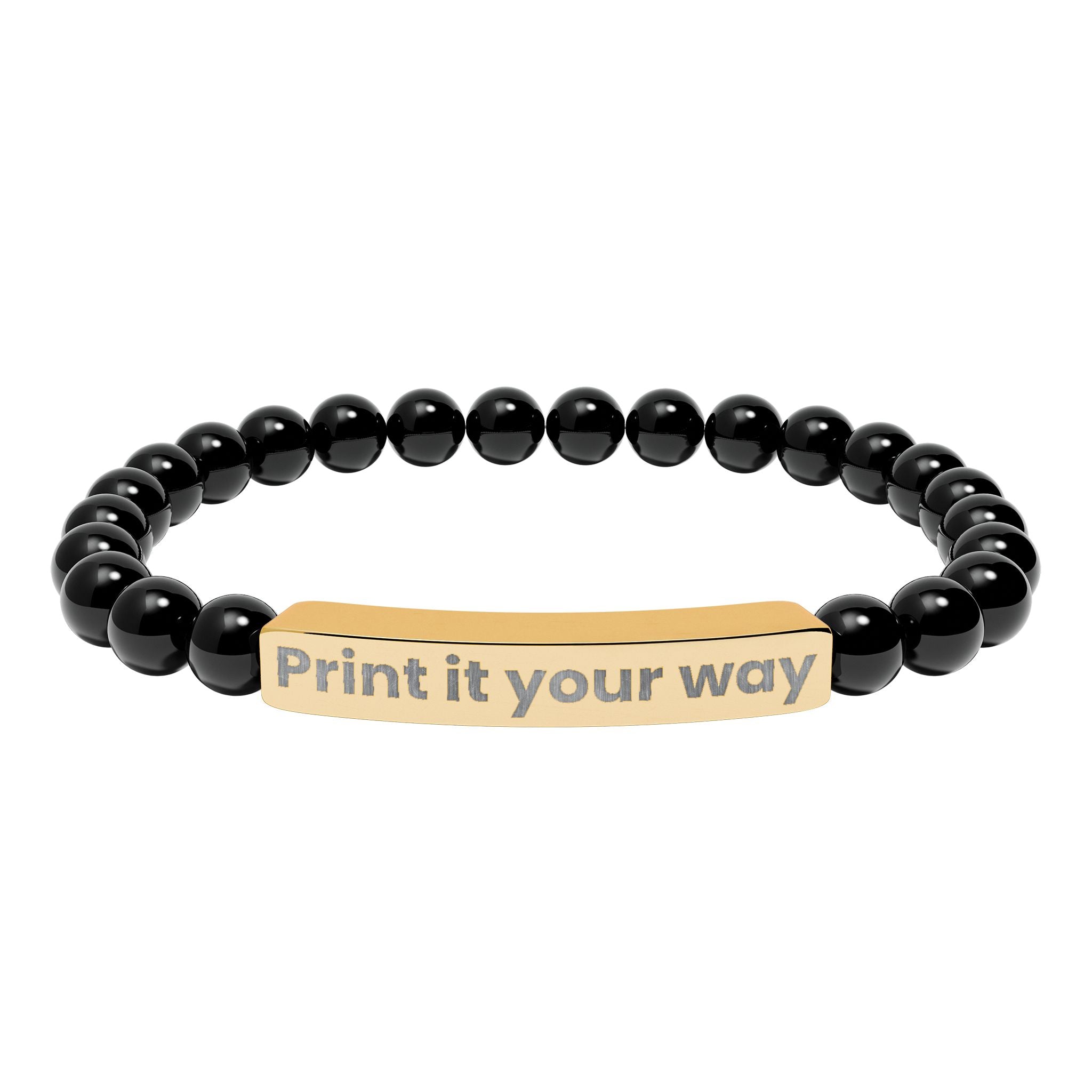 Engravable Natural Stone Stretch Bar Bracelet — Custom Message Beaded Bracelet