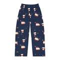 Santa Runs on Coffee Women's Christmas Pajama Pants - Navy — Funny Coffee Lover Lounge Pants, Holiday PJ Bottoms for Her