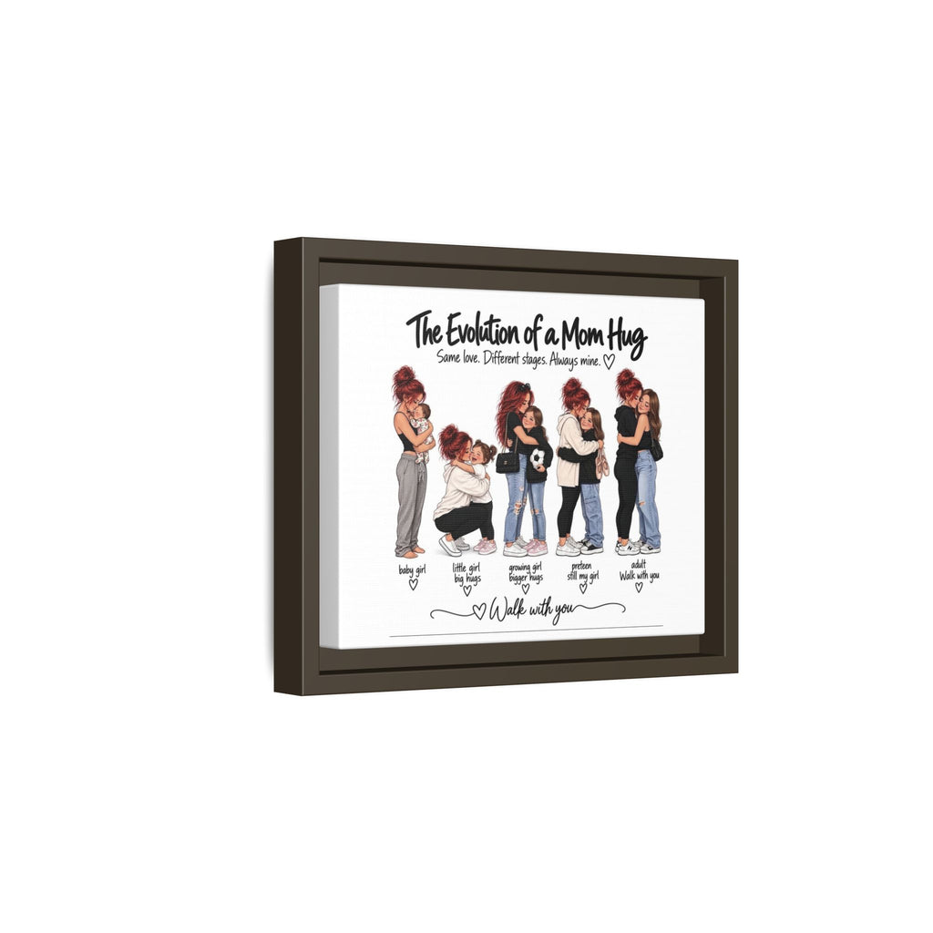 Framed Matte Canvas - "The Evolution of a Mom Hug Girl" Illustration (Mother & Daughter Stages)
