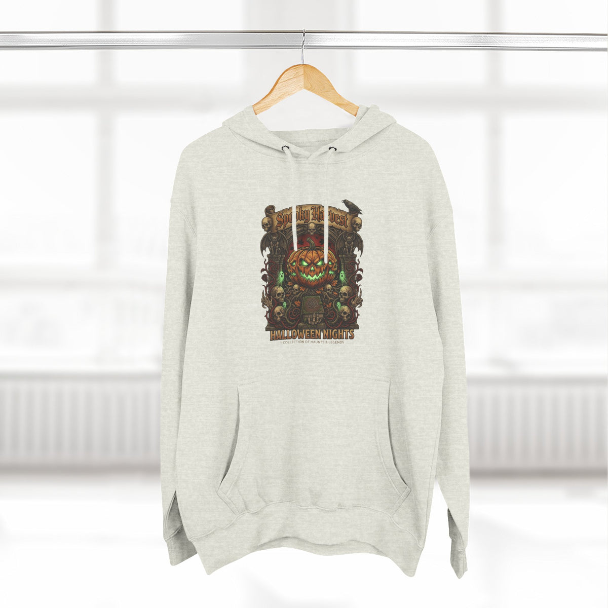 Halloween Pumpkin Demon Hoodie - Spooky Vintage Horror Graphic Fleece