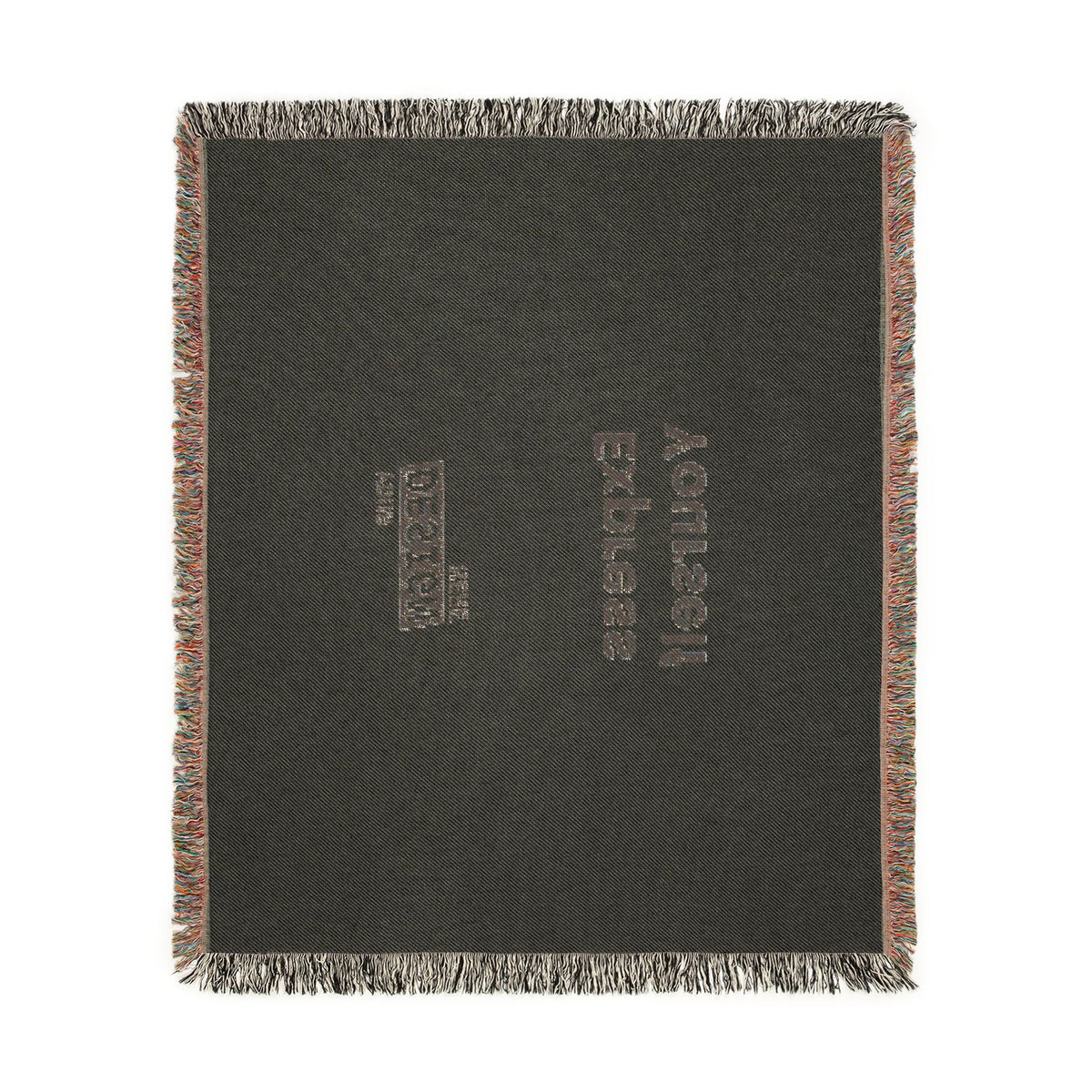 Woven Blanket - Minimal Logo Throw Blanket (Cozy Neutral & Charcoal)