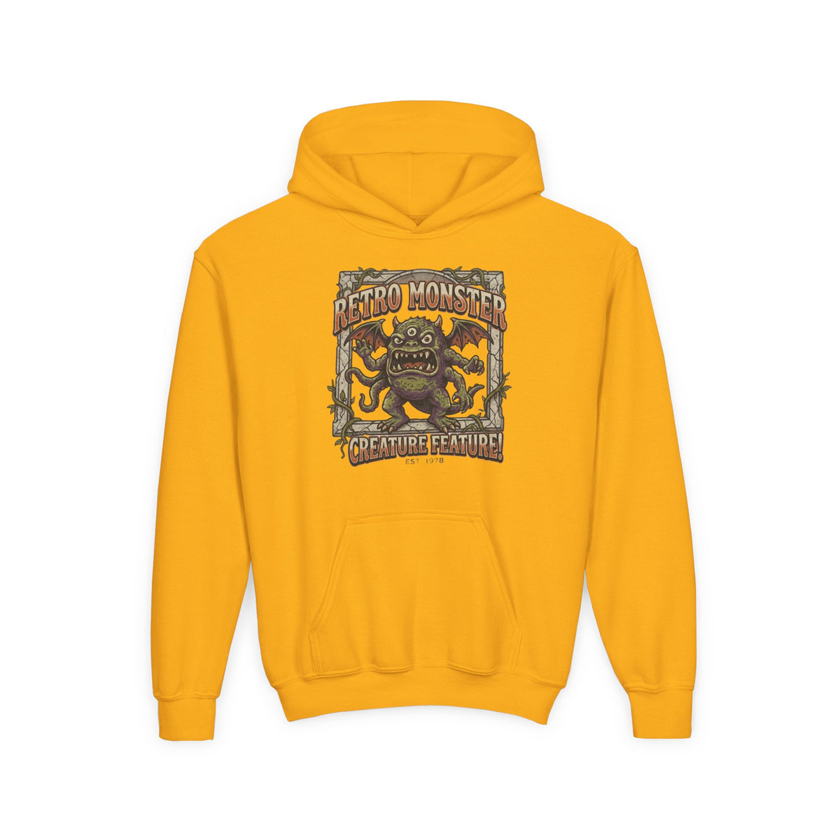 Youth Hoodie — "Retro Monster: Creature Feature" Graphic Pullover