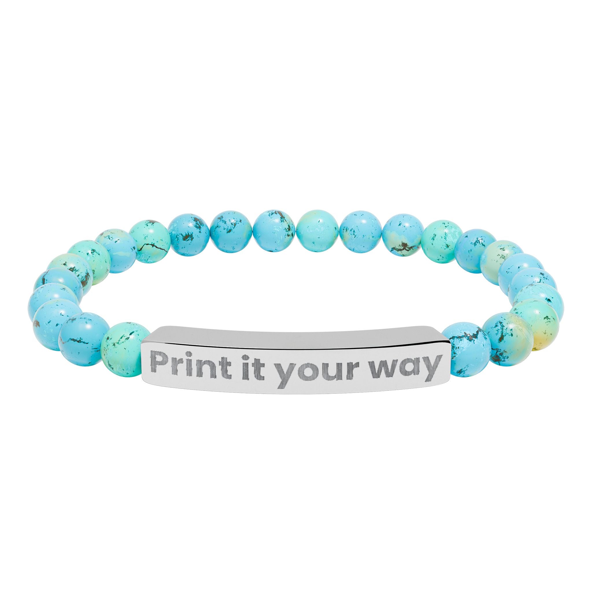 Engravable Natural Stone Stretch Bar Bracelet — Custom Message Beaded Bracelet