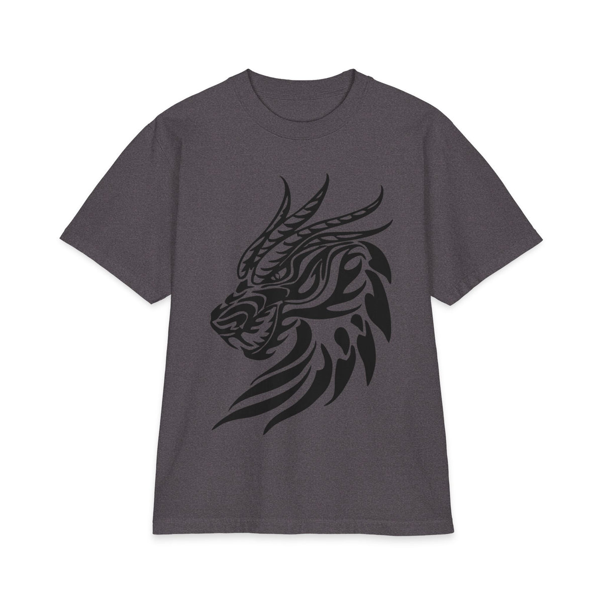 Tribal Dragon Head T-Shirt — Bold Black Mythic Design