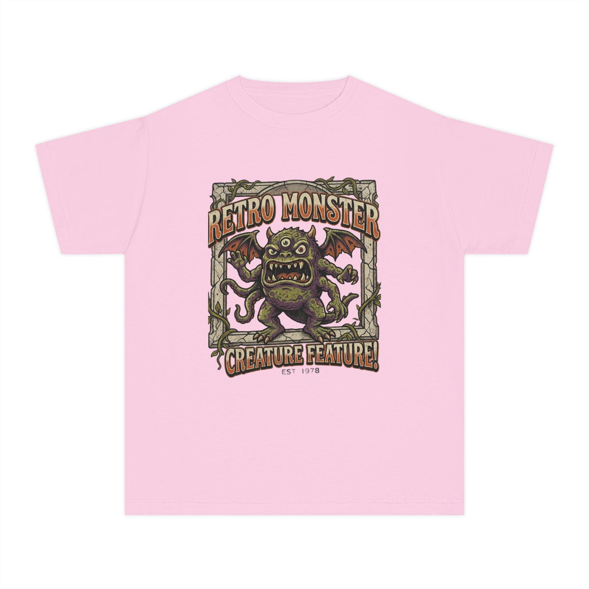 Retro Monster Youth Tee - 'Creature Feature' Vintage Graphic Kids Shirt