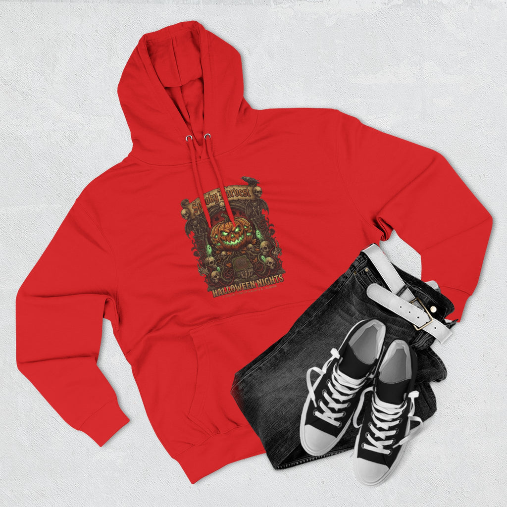 Halloween Pumpkin Demon Hoodie - Spooky Vintage Horror Graphic Fleece