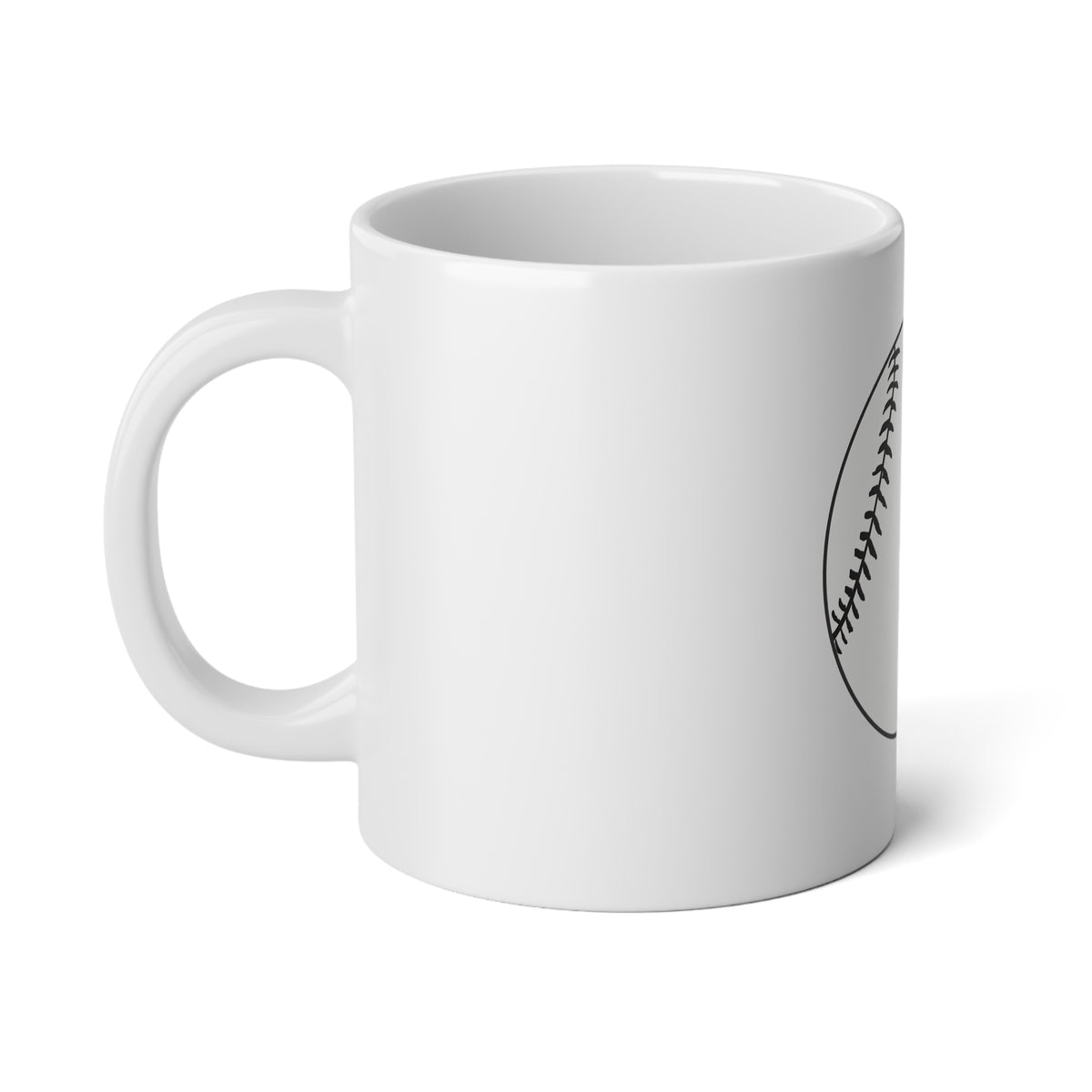 Baseball Jumbo Mug 20oz — Large Ceramic Coffee Cup with Simple Baseball Graphic