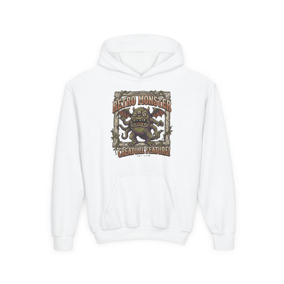 Youth Hoodie — "Retro Monster: Creature Feature" Graphic Pullover