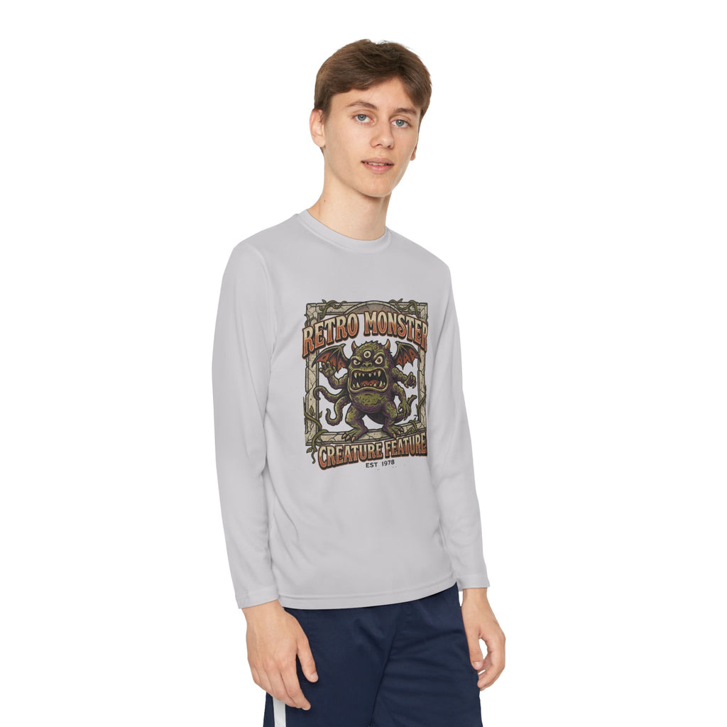 Youth Long Sleeve Tee — Retro Monster "Creature Feature" Graphic