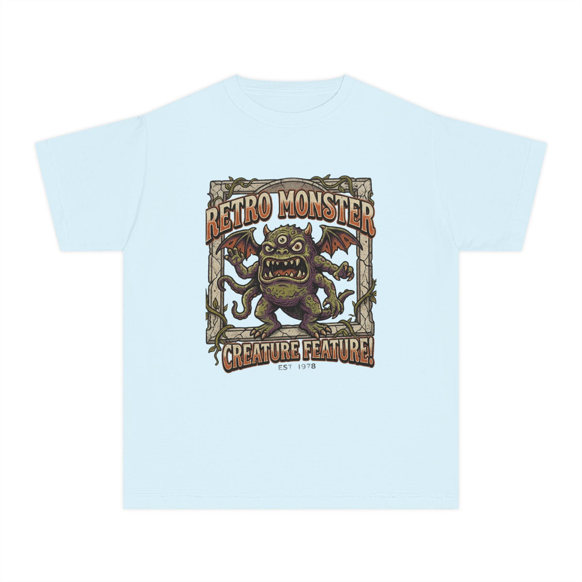 Retro Monster Youth Tee - 'Creature Feature' Vintage Graphic Kids Shirt