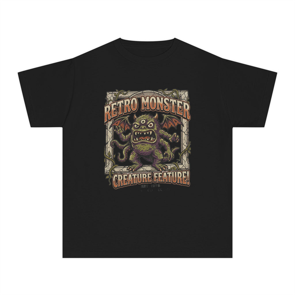 Retro Monster Youth Tee - 'Creature Feature' Vintage Graphic Kids Shirt