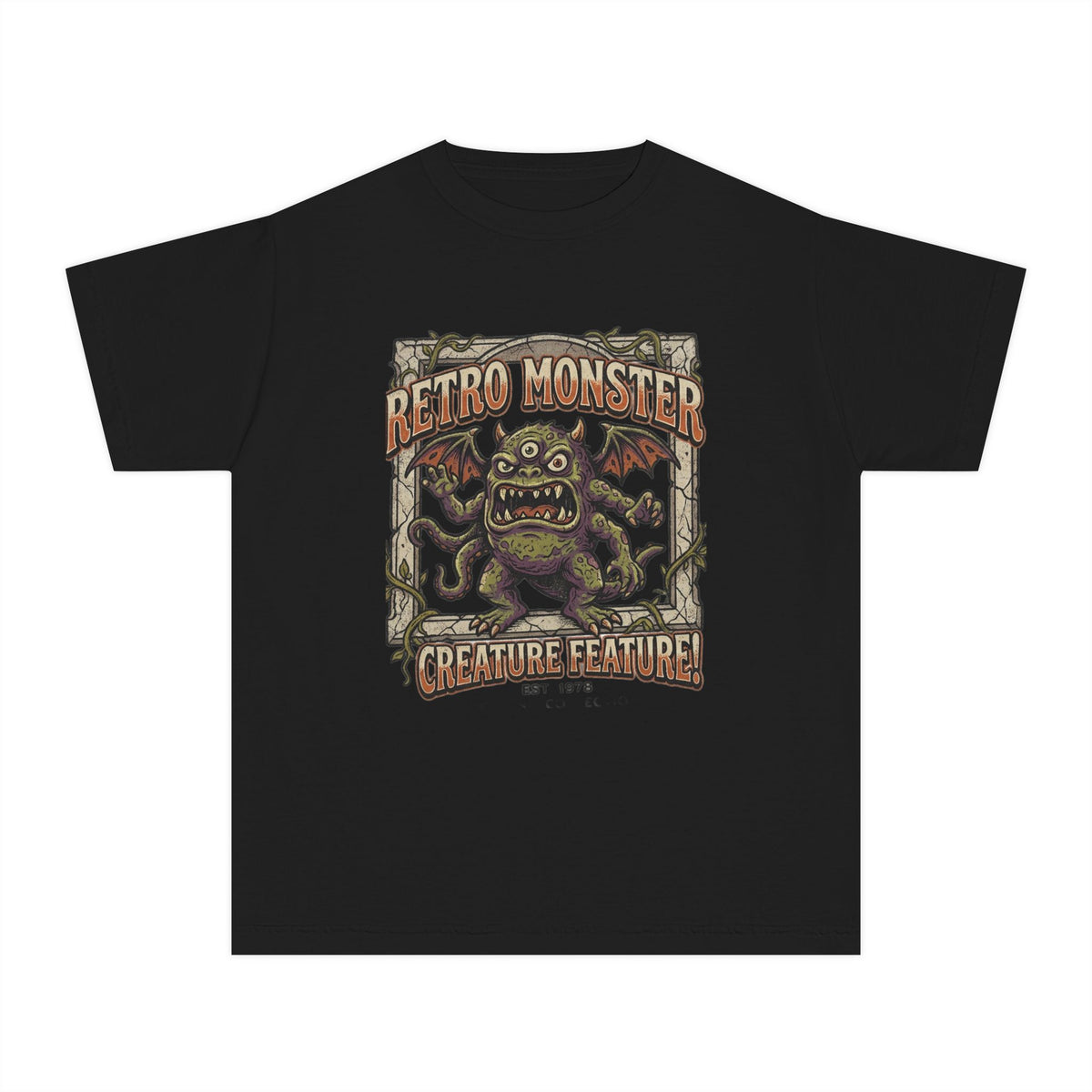 Retro Monster Youth Tee - 'Creature Feature' Vintage Graphic Kids Shirt