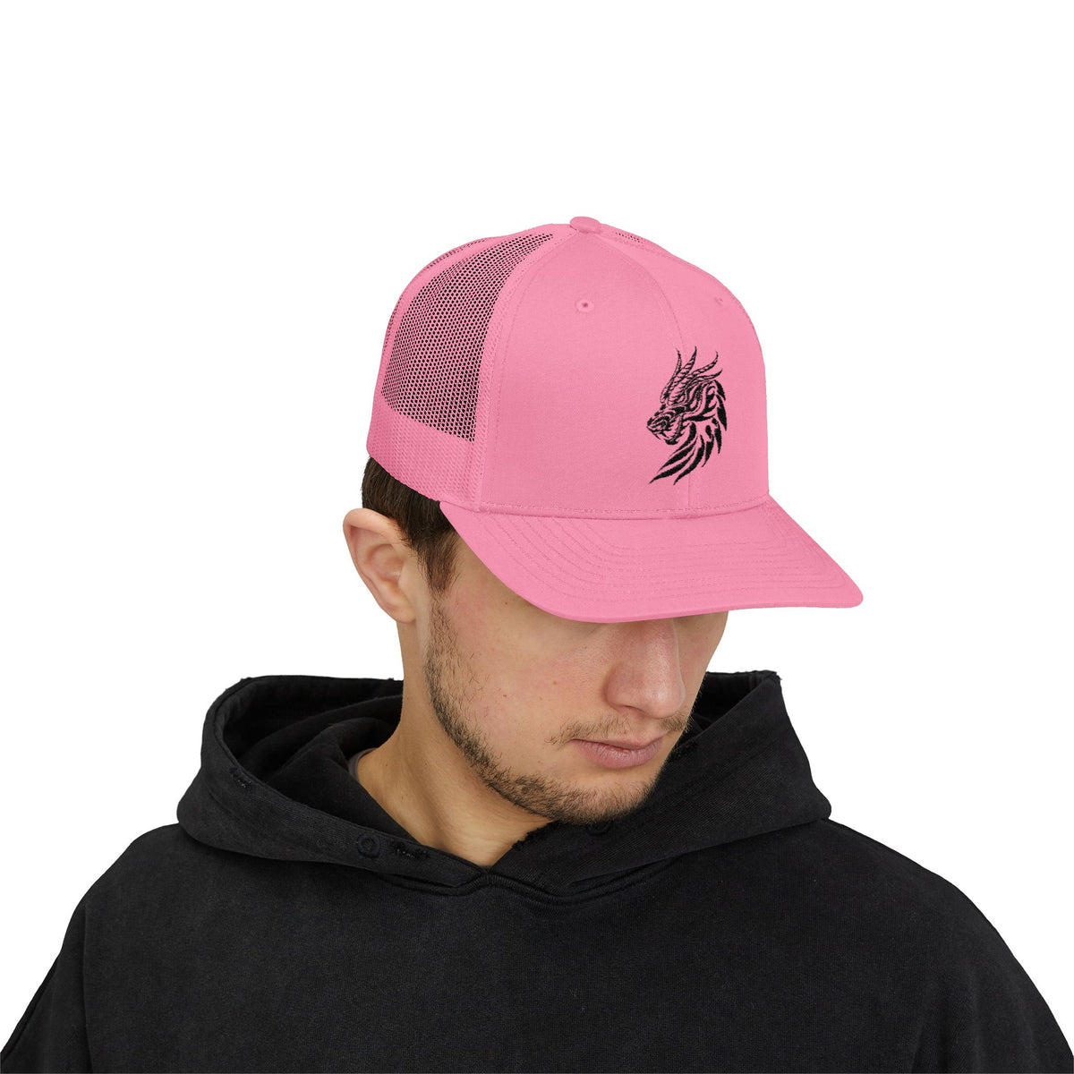 Trucker Cap — Black Tribal Dragon Snapback