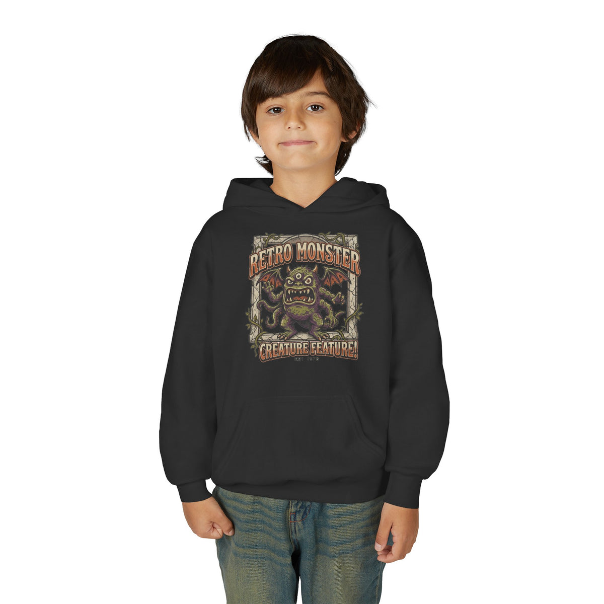 Youth Hoodie — "Retro Monster: Creature Feature" Graphic Pullover